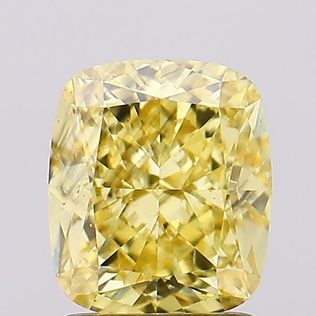 Loose Diamond - CUSHION MODIFIED 2.1ct Fancy Vivid Yellow VS2: Loose Diamond - CUSHION MODIFIED 2.1ct Fancy Vivid Yellow VS2 Source: This is a real non-mined Diamond that has been grown in a lab Shape: CUSHION MODIFIED Carats: 2.1 Color: Fancy Vivid Yellow Certif