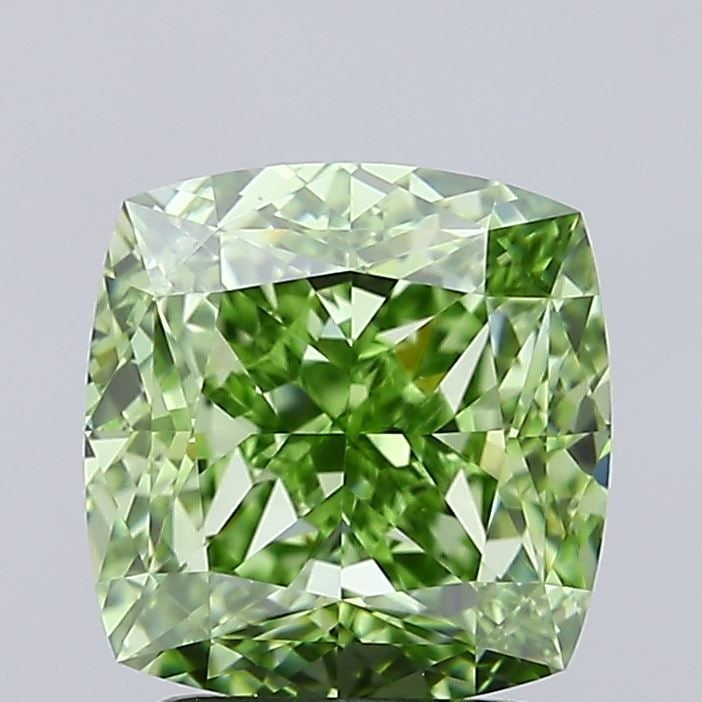 Loose Diamond - CUSHION MODIFIED 2.51ct Fancy Vivid Green VVS1: Loose Diamond - CUSHION MODIFIED 2.51ct Fancy Vivid Green VVS1 Source: This is a real non-mined Diamond that has been grown in a lab Shape: CUSHION MODIFIED Carats: 2.51 Color: Fancy Vivid Green Certi