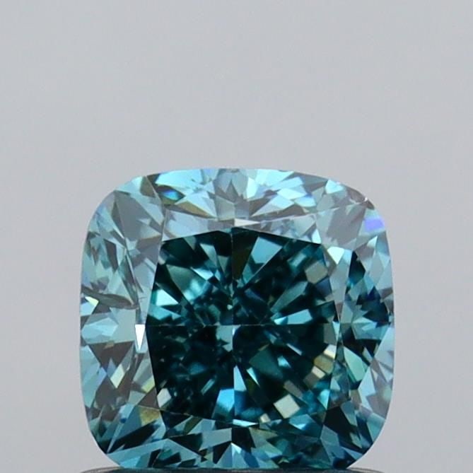 Loose Diamond - CUSHION MODIFIED 1.01ct Fancy Vivid Blueish Green SI1: Loose Diamond - CUSHION MODIFIED 1.01ct Fancy Vivid Blueish Green SI1 Source: This is a real non-mined Diamond that has been grown in a lab Shape: CUSHION MODIFIED Carats: 1.01 Color: Fancy Vivid Blue