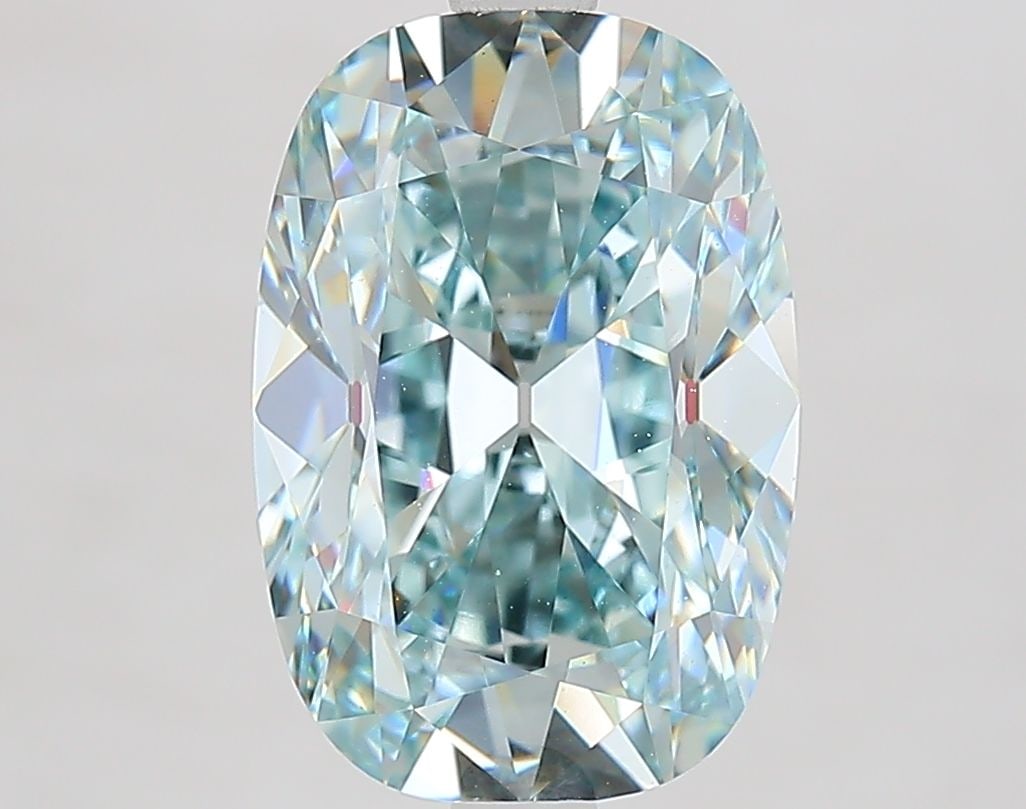Loose Diamond - CUSHION BRILLIANT 4.0ct Fancy Intense Blueish Green VVS2: Loose Diamond - CUSHION BRILLIANT 4.0ct Fancy Intense Blueish Green VVS2 Source: This is a real non-mined Diamond that has been grown in a lab Shape: CUSHION BRILLIANT Carats: 4.0 Color: Fancy Intense