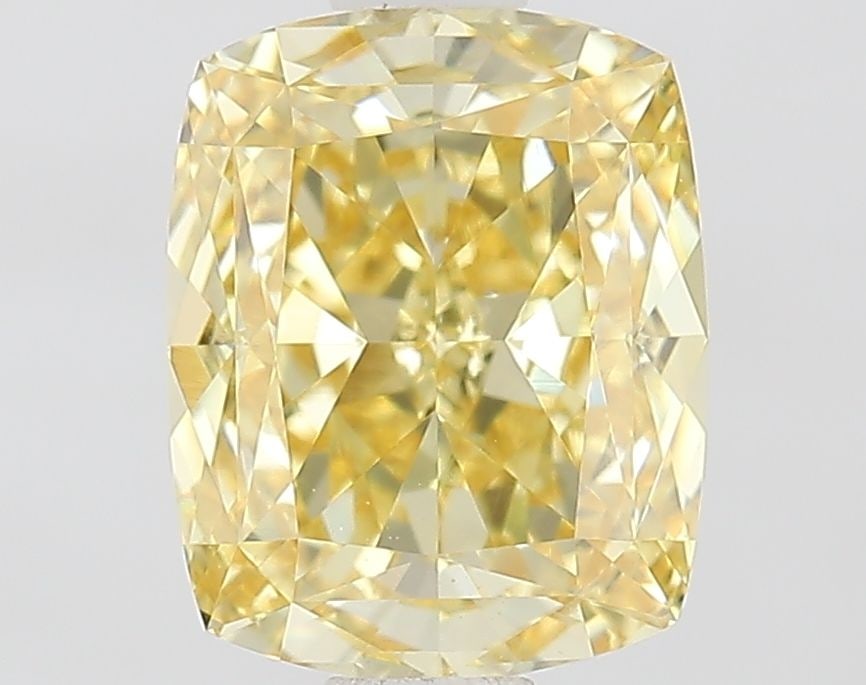 Loose Diamond - CUSHION MODIFIED 1.41ct Fancy Vivid Yellow VVS2: Loose Diamond - CUSHION MODIFIED 1.41ct Fancy Vivid Yellow VVS2 Source: This is a real non-mined Diamond that has been grown in a lab Shape: CUSHION MODIFIED Carats: 1.41 Color: Fancy Vivid Yellow Cer