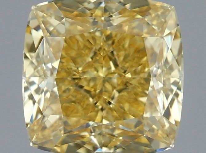 Loose Diamond - CUSHION MODIFIED 1.94ct Fancy Intense Yellow VS1: Loose Diamond - CUSHION MODIFIED 1.94ct Fancy Intense Yellow VS1 Source: This is a real non-mined Diamond that has been grown in a lab Shape: CUSHION MODIFIED Carats: 1.94 Color: Fancy Intense Yellow 