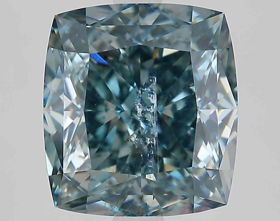 Loose Diamond - CUSHION MODIFIED 4.05ct Fancy Intense Green Blue SI2: Loose Diamond - CUSHION MODIFIED 4.05ct Fancy Intense Green Blue SI2 Source: This is a real non-mined Diamond that has been grown in a lab Shape: CUSHION MODIFIED Carats: 4.05 Color: Fancy Intense Gre