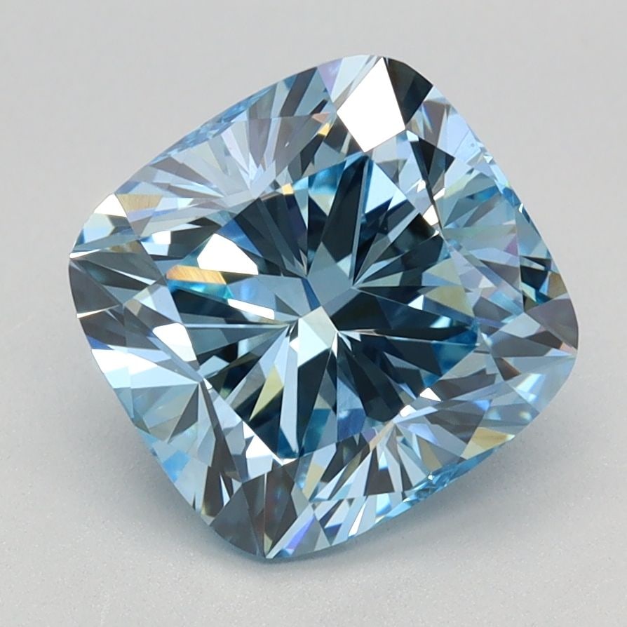 Loose Diamond - CUSHION BRILLIANT 2.53ct Fancy Intense Blue VVS2: Loose Diamond - CUSHION BRILLIANT 2.53ct Fancy Intense Blue VVS2 Source: This is a real non-mined Diamond that has been grown in a lab Shape: CUSHION BRILLIANT Carats: 2.53 Color: Fancy Intense Blue C