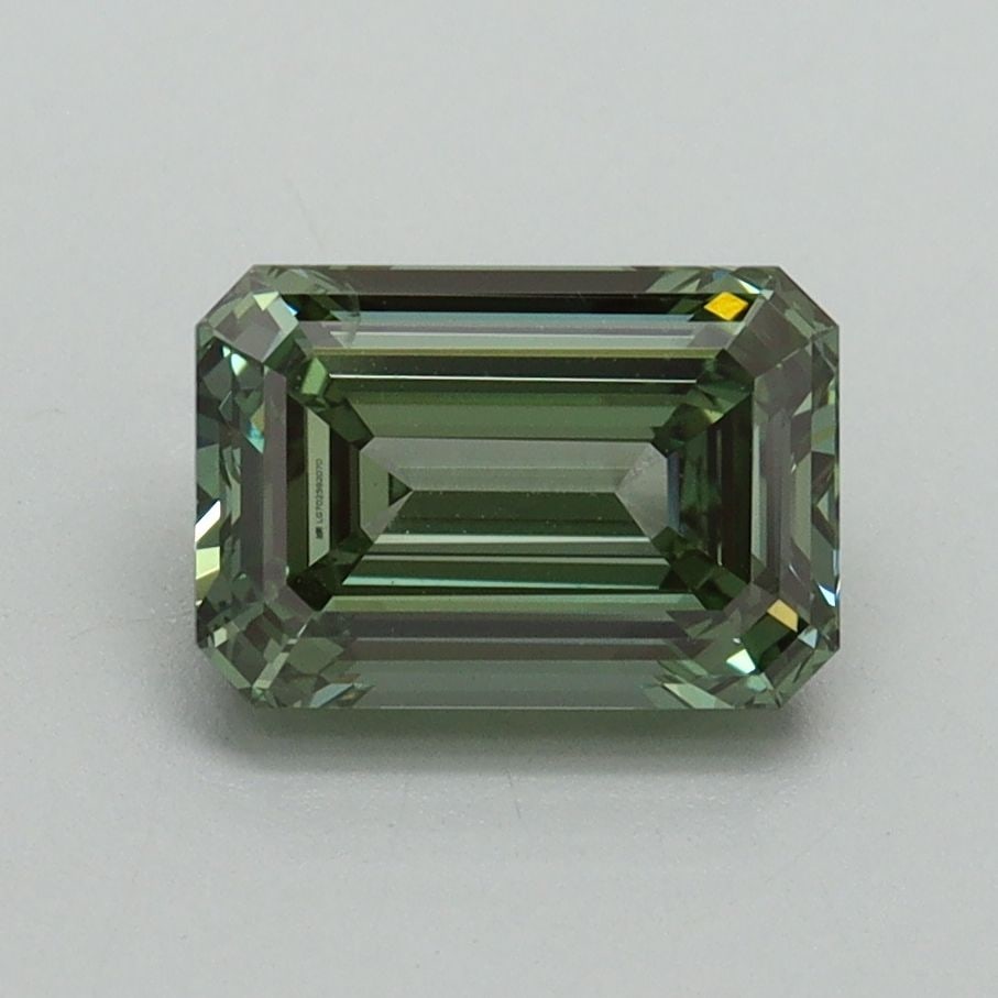 Loose Diamond - EMERALD 1.51ct Fancy Vivid Green VS2: Loose Diamond - EMERALD 1.51ct Fancy Vivid Green VS2 Source: This is a real non-mined Diamond that has been grown in a lab Shape: EMERALD Carats: 1.51 Color: Fancy Vivid Green Certification: IGI Video