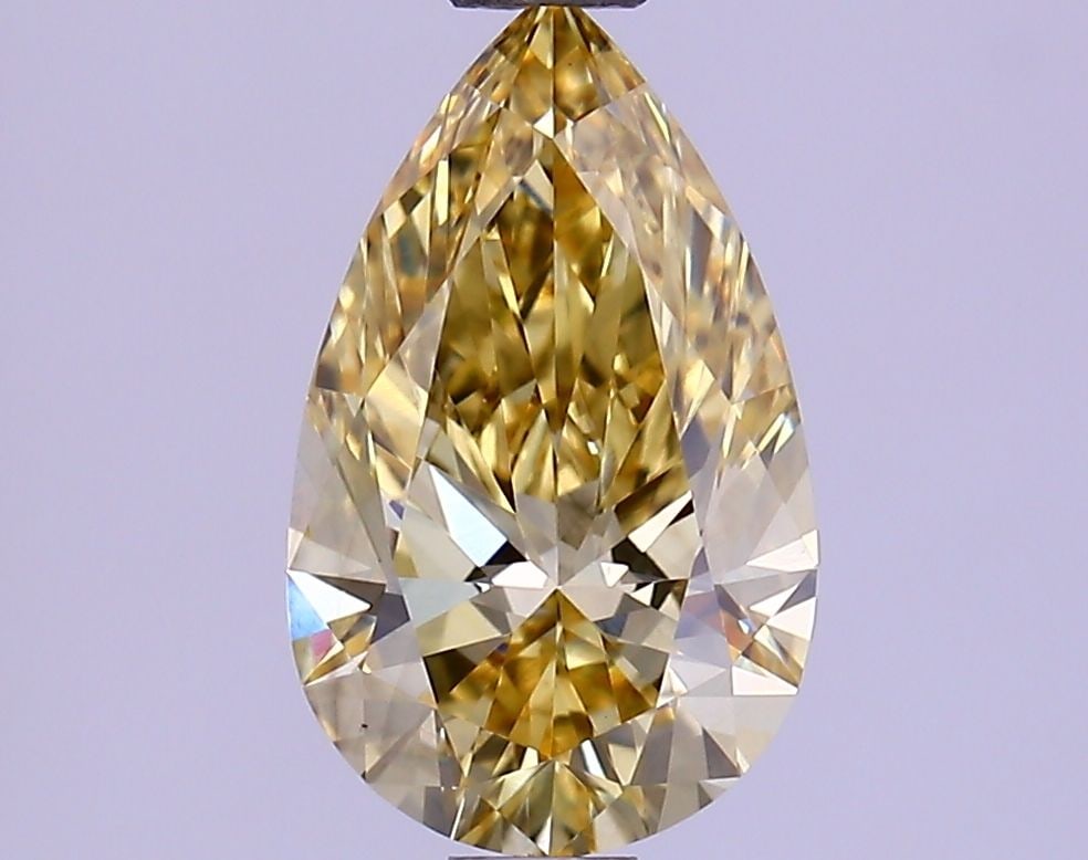 Loose Diamond - PEAR 1.08ct Fancy Intense Yellow VS1: Loose Diamond - PEAR 1.08ct Fancy Intense Yellow VS1 Source: This is a real non-mined Diamond that has been grown in a lab Shape: PEAR Carats: 1.08 Color: Fancy Intense Yellow Certification: IGI Video