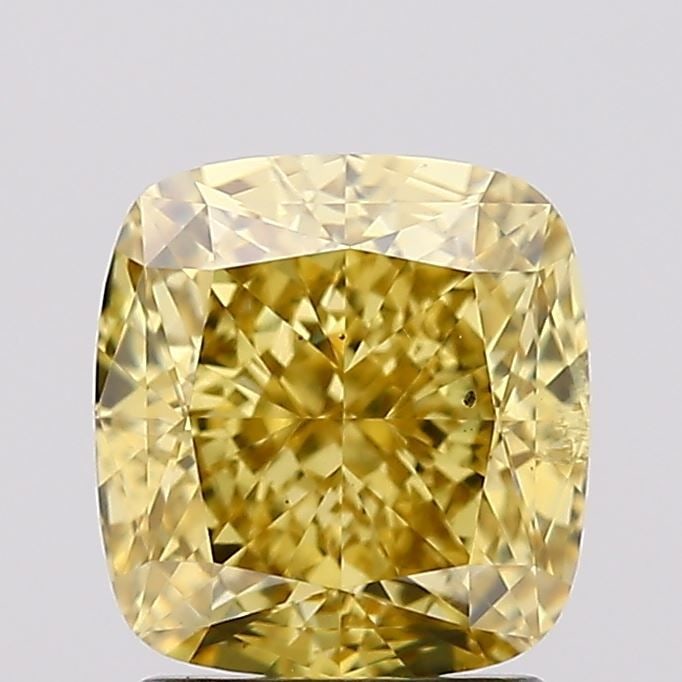 Loose Diamond - CUSHION MODIFIED 2.14ct Fancy Vivid Yellow SI1: Loose Diamond - CUSHION MODIFIED 2.14ct Fancy Vivid Yellow SI1 Source: This is a real non-mined Diamond that has been grown in a lab Shape: CUSHION MODIFIED Carats: 2.14 Color: Fancy Vivid Yellow Cert