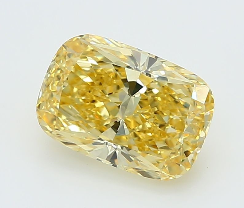 Loose Diamond - CUSHION MODIFIED 2.02ct Fancy Vivid Yellow VVS2: Loose Diamond - CUSHION MODIFIED 2.02ct Fancy Vivid Yellow VVS2 Source: This is a real non-mined Diamond that has been grown in a lab Shape: CUSHION MODIFIED Carats: 2.02 Color: Fancy Vivid Yellow Cer