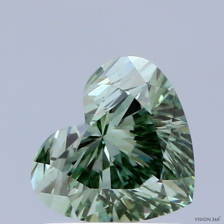 Loose Diamond - HEART 1.0ct Fancy Vivid Green VS2: Loose Diamond - HEART 1.0ct Fancy Vivid Green VS2 Source: This is a real non-mined Diamond that has been grown in a lab Shape: HEART Carats: 1.0 Color: Fancy Vivid Green Certification: IGI Video: