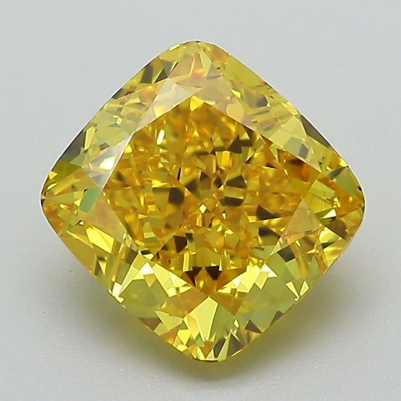 Loose Diamond - CUSHION MODIFIED 2.82ct Fancy Vivid Yellow VVS2: Loose Diamond - CUSHION MODIFIED 2.82ct Fancy Vivid Yellow VVS2 Source: This is a real non-mined Diamond that has been grown in a lab Shape: CUSHION MODIFIED Carats: 2.82 Color: Fancy Vivid Yellow Cer