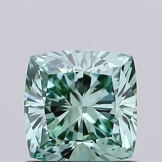 Loose Diamond - CUSHION MODIFIED 0.73ct Fancy Vivid Green VS1: Loose Diamond - CUSHION MODIFIED 0.73ct Fancy Vivid Green VS1 Source: This is a real non-mined Diamond that has been grown in a lab Shape: CUSHION MODIFIED Carats: 0.73 Color: Fancy Vivid Green Certif