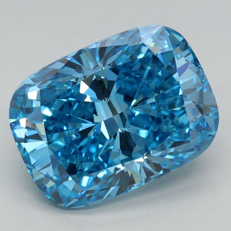 Loose Diamond - CUSHION BRILLIANT 3.02ct Fancy Vivid Blue VS1: Loose Diamond - CUSHION BRILLIANT 3.02ct Fancy Vivid Blue VS1 Source: This is a real non-mined Diamond that has been grown in a lab Shape: CUSHION BRILLIANT Carats: 3.02 Color: Fancy Vivid Blue Certif