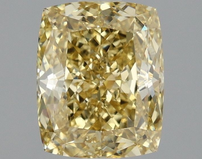 Loose Diamond - CUSHION MODIFIED 2.03ct Fancy Intense Yellow VS1: Loose Diamond - CUSHION MODIFIED 2.03ct Fancy Intense Yellow VS1 Source: This is a real non-mined Diamond that has been grown in a lab Shape: CUSHION MODIFIED Carats: 2.03 Color: Fancy Intense Yellow 