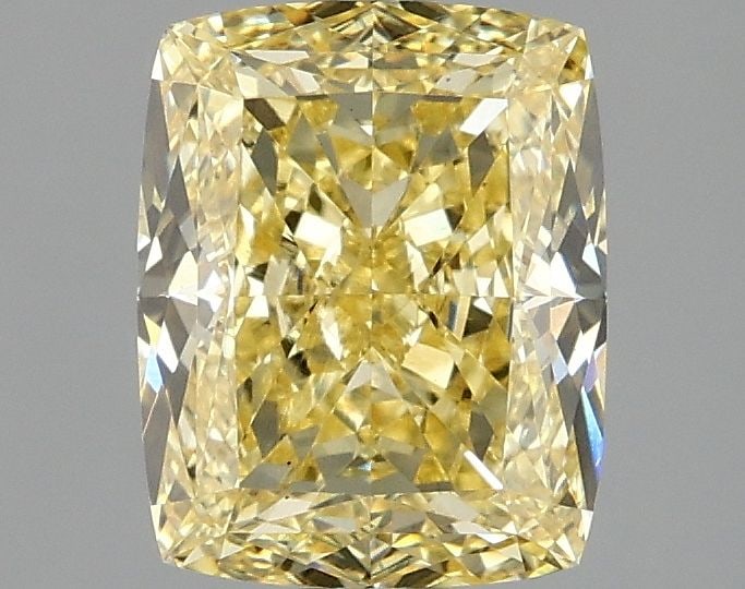 Loose Diamond - CUSHION MODIFIED 2.1ct Fancy Intense Yellow VS1: Loose Diamond - CUSHION MODIFIED 2.1ct Fancy Intense Yellow VS1 Source: This is a real non-mined Diamond that has been grown in a lab Shape: CUSHION MODIFIED Carats: 2.1 Color: Fancy Intense Yellow Ce