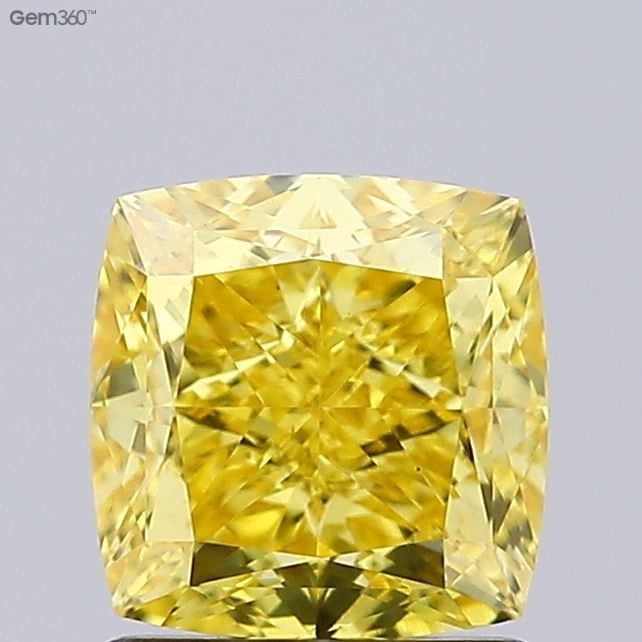 Loose Diamond - CUSHION MODIFIED 1.51ct Fancy Vivid Yellow VS1: Loose Diamond - CUSHION MODIFIED 1.51ct Fancy Vivid Yellow VS1 Source: This is a real non-mined Diamond that has been grown in a lab Shape: CUSHION MODIFIED Carats: 1.51 Color: Fancy Vivid Yellow Cert