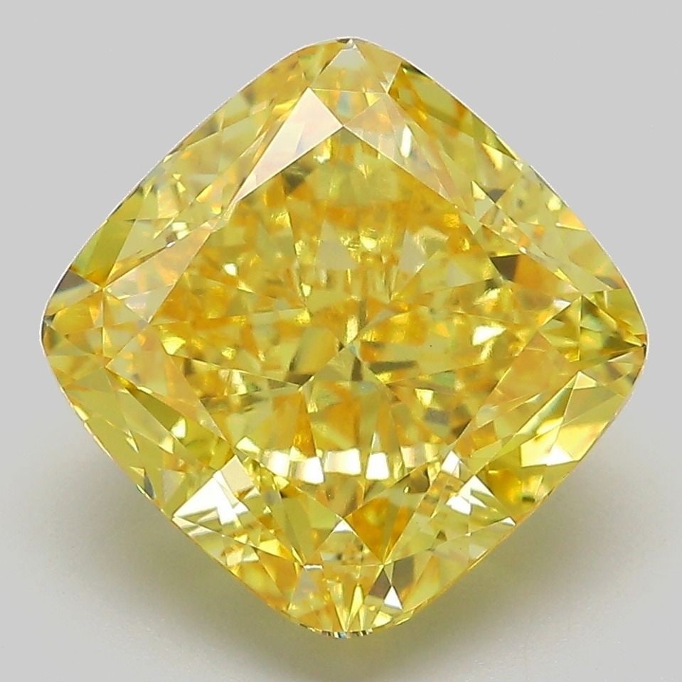 Loose Diamond - CUSHION MODIFIED 6.05ct Fancy Vivid Yellow VVS2: Loose Diamond - CUSHION MODIFIED 6.05ct Fancy Vivid Yellow VVS2 Source: This is a real non-mined Diamond that has been grown in a lab Shape: CUSHION MODIFIED Carats: 6.05 Color: Fancy Vivid Yellow Cer
