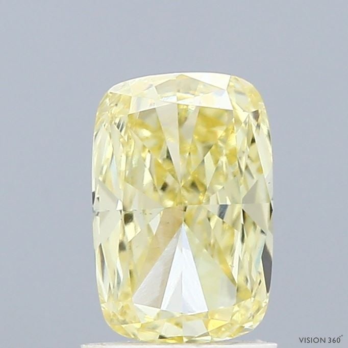 Loose Diamond - CUSHION MODIFIED 1.52ct Fancy Yellow VVS2: Loose Diamond - CUSHION MODIFIED 1.52ct Fancy Yellow VVS2 Source: This is a real non-mined Diamond that has been grown in a lab Shape: CUSHION MODIFIED Carats: 1.52 Color: Fancy Yellow Certification: 