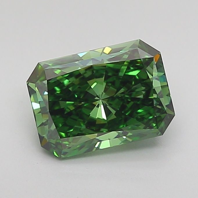Loose Diamond - RADIANT 1.51ct Fancy Vivid Green VS1: Loose Diamond - RADIANT 1.51ct Fancy Vivid Green VS1 Source: This is a real non-mined Diamond that has been grown in a lab Shape: RADIANT Carats: 1.51 Color: Fancy Vivid Green Certification: IGI Video