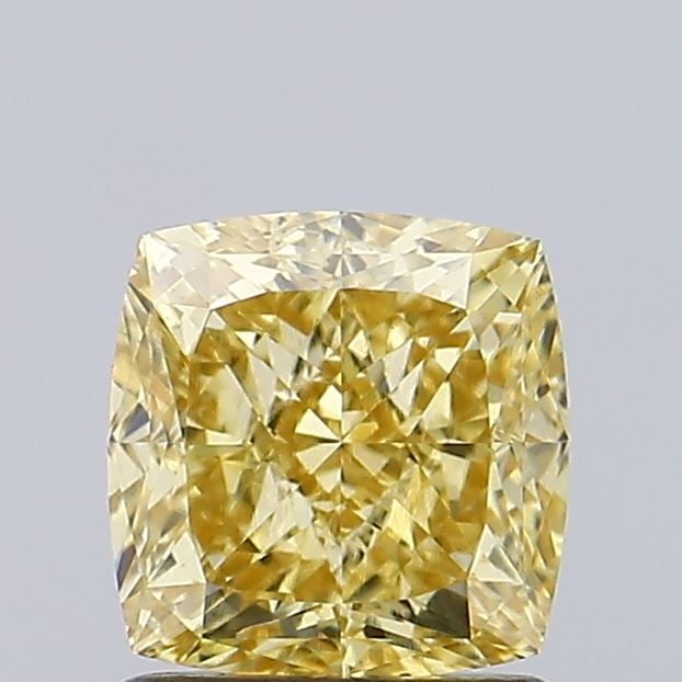 Loose Diamond - CUSHION MODIFIED 1.54ct Fancy Intense Yellow VS1: Loose Diamond - CUSHION MODIFIED 1.54ct Fancy Intense Yellow VS1 Source: This is a real non-mined Diamond that has been grown in a lab Shape: CUSHION MODIFIED Carats: 1.54 Color: Fancy Intense Yellow 