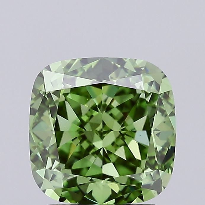 Loose Diamond - CUSHION MODIFIED 2.08ct Fancy Vivid Green VS1: Loose Diamond - CUSHION MODIFIED 2.08ct Fancy Vivid Green VS1 Source: This is a real non-mined Diamond that has been grown in a lab Shape: CUSHION MODIFIED Carats: 2.08 Color: Fancy Vivid Green Certif