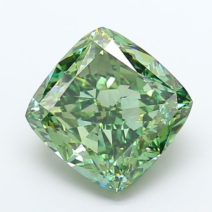 Loose Diamond - CUSHION MODIFIED 9.1ct Fancy Vivid Green VS1: Loose Diamond - CUSHION MODIFIED 9.1ct Fancy Vivid Green VS1 Source: This is a real non-mined Diamond that has been grown in a lab Shape: CUSHION MODIFIED Carats: 9.1 Color: Fancy Vivid Green Certific