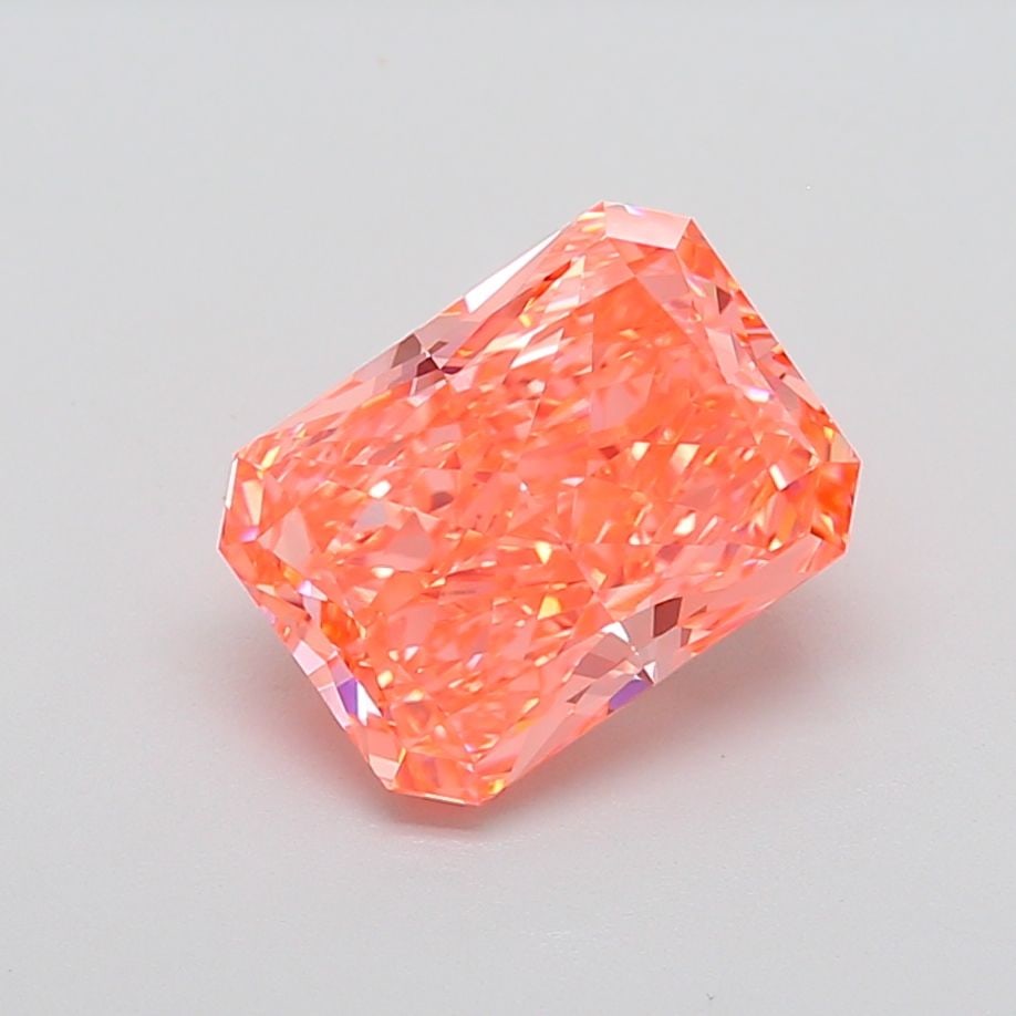 Loose Diamond - RADIANT 4.6ct Fancy Vivid Orangey Pink VVS2: Loose Diamond - RADIANT 4.6ct Fancy Vivid Orangey Pink VVS2 Source: This is a real non-mined Diamond that has been grown in a lab Shape: RADIANT Carats: 4.6 Color: Fancy Vivid Orangey Pink Certificati