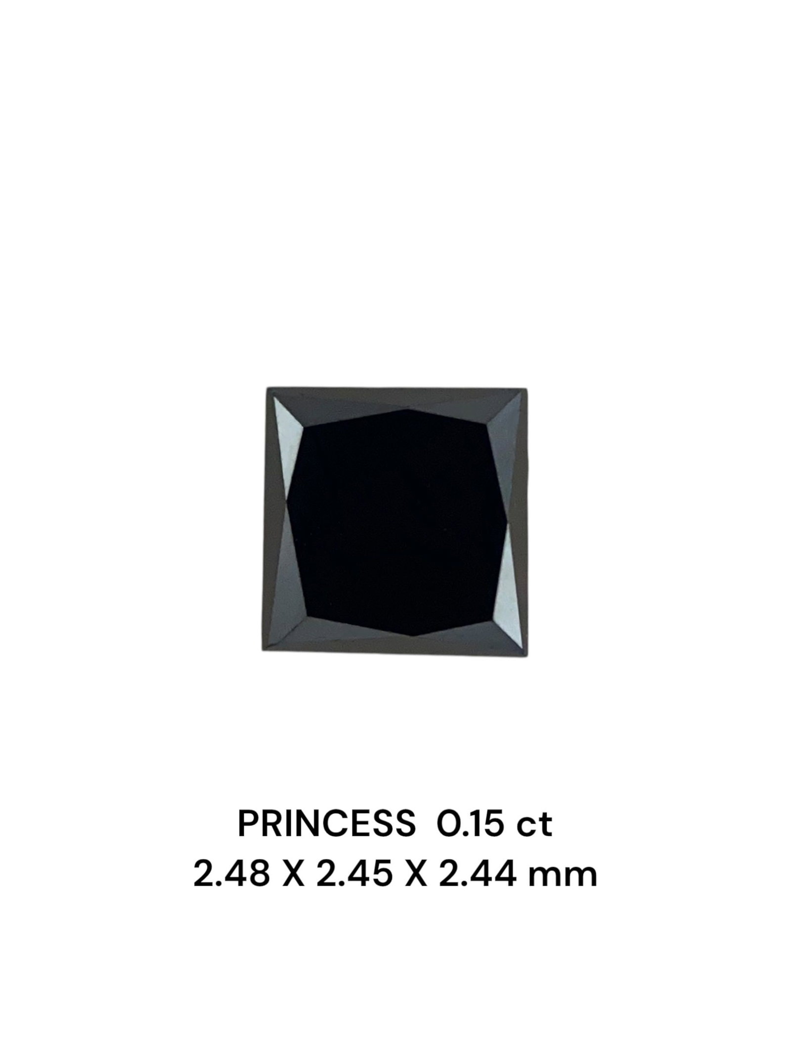 Loose Diamond - PRINCESS 0.15ct Fancy Black VVS2: Loose Diamond - PRINCESS 0.15ct Fancy Black VVS2 Source: Natural Shape: PRINCESS Carats: 0.15 Color: Fancy Black Certification: NONE The Diamond Depot Guarantee: All items in this auction are guarante