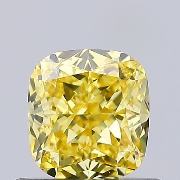 Loose Diamond - CUSHION BRILLIANT 0.68ct Fancy Vivid Yellow VS1: Loose Diamond - CUSHION BRILLIANT 0.68ct Fancy Vivid Yellow VS1 Source: This is a real non-mined Diamond that has been grown in a lab Shape: CUSHION BRILLIANT Carats: 0.68 Color: Fancy Vivid Yellow Ce
