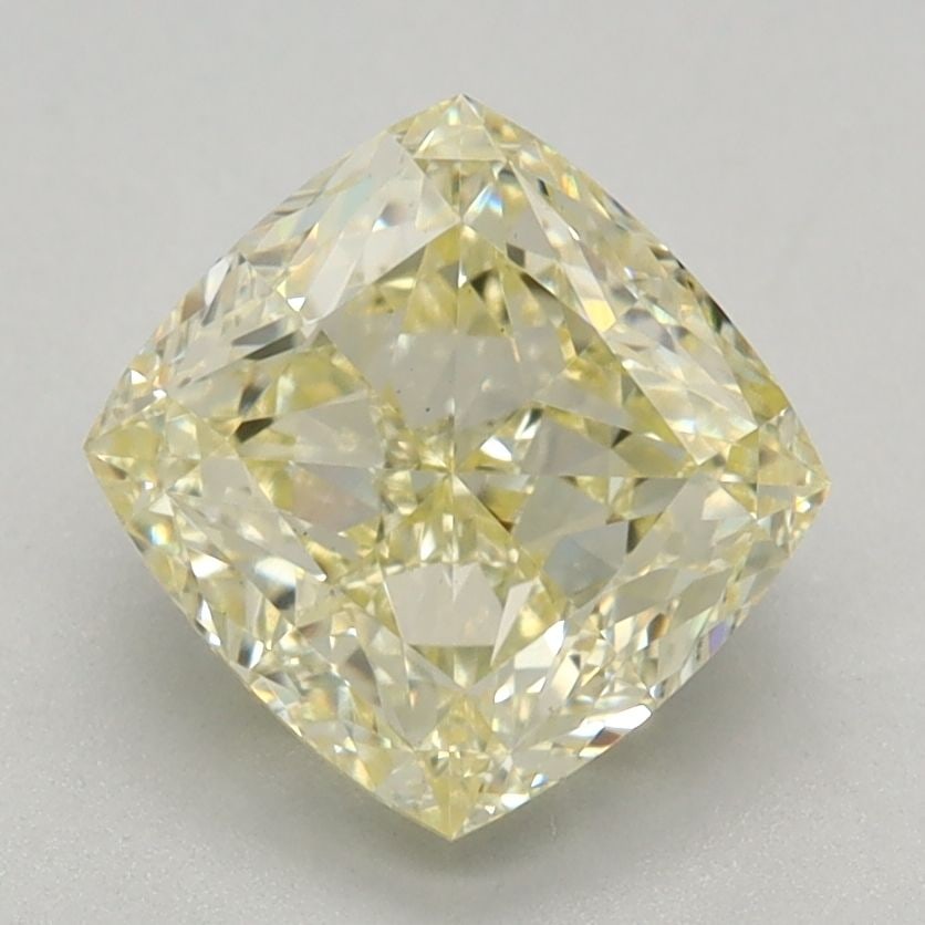 Loose Diamond - CUSHION BRILLIANT 1.36ct Fancy Light Yellow VS1: Loose Diamond - CUSHION BRILLIANT 1.36ct Fancy Light Yellow VS1 Source: This is a real non-mined Diamond that has been grown in a lab Shape: CUSHION BRILLIANT Carats: 1.36 Color: Fancy Light Yellow Ce