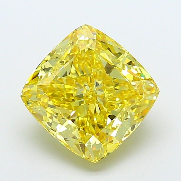 Loose Diamond - CUSHION MODIFIED 5.03ct Fancy Vivid Yellow VVS2: Loose Diamond - CUSHION MODIFIED 5.03ct Fancy Vivid Yellow VVS2 Source: This is a real non-mined Diamond that has been grown in a lab Shape: CUSHION MODIFIED Carats: 5.03 Color: Fancy Vivid Yellow Cer