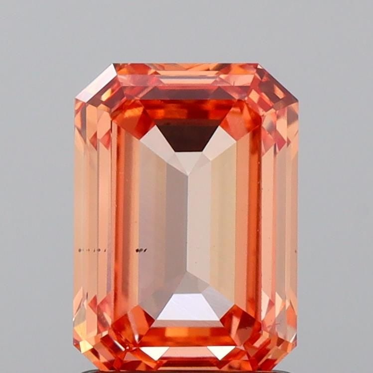 Loose Diamond - EMERALD 1.58ct Fancy Intense Pinkish Orange VS2: Loose Diamond - EMERALD 1.58ct Fancy Intense Pinkish Orange VS2 Source: This is a real non-mined Diamond that has been grown in a lab Shape: EMERALD Carats: 1.58 Color: Fancy Intense Pinkish Orange Ce