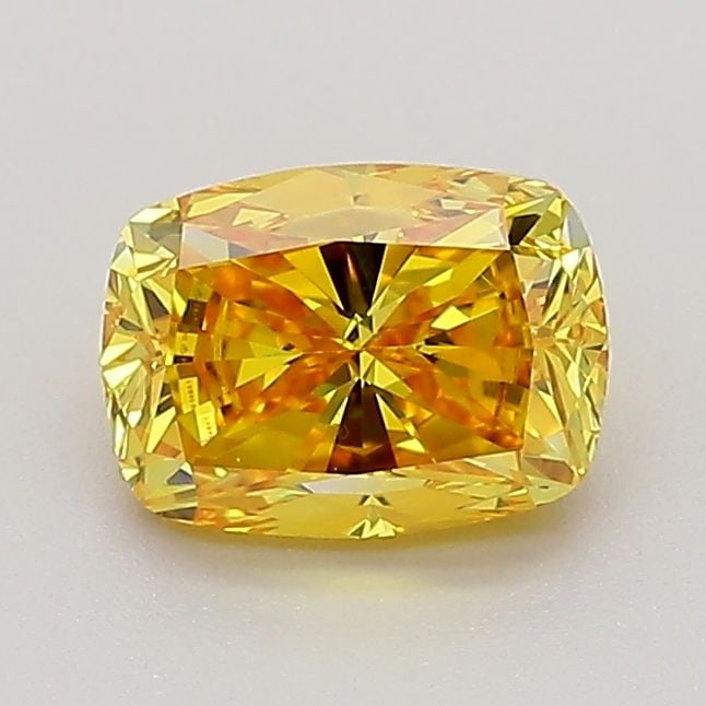 Loose Diamond - CUSHION MODIFIED 1.0ct Fancy Vivid Orangey Yellow VS1: Loose Diamond - CUSHION MODIFIED 1.0ct Fancy Vivid Orangey Yellow VS1 Source: This is a real non-mined Diamond that has been grown in a lab Shape: CUSHION MODIFIED Carats: 1.0 Color: Fancy Vivid Orang