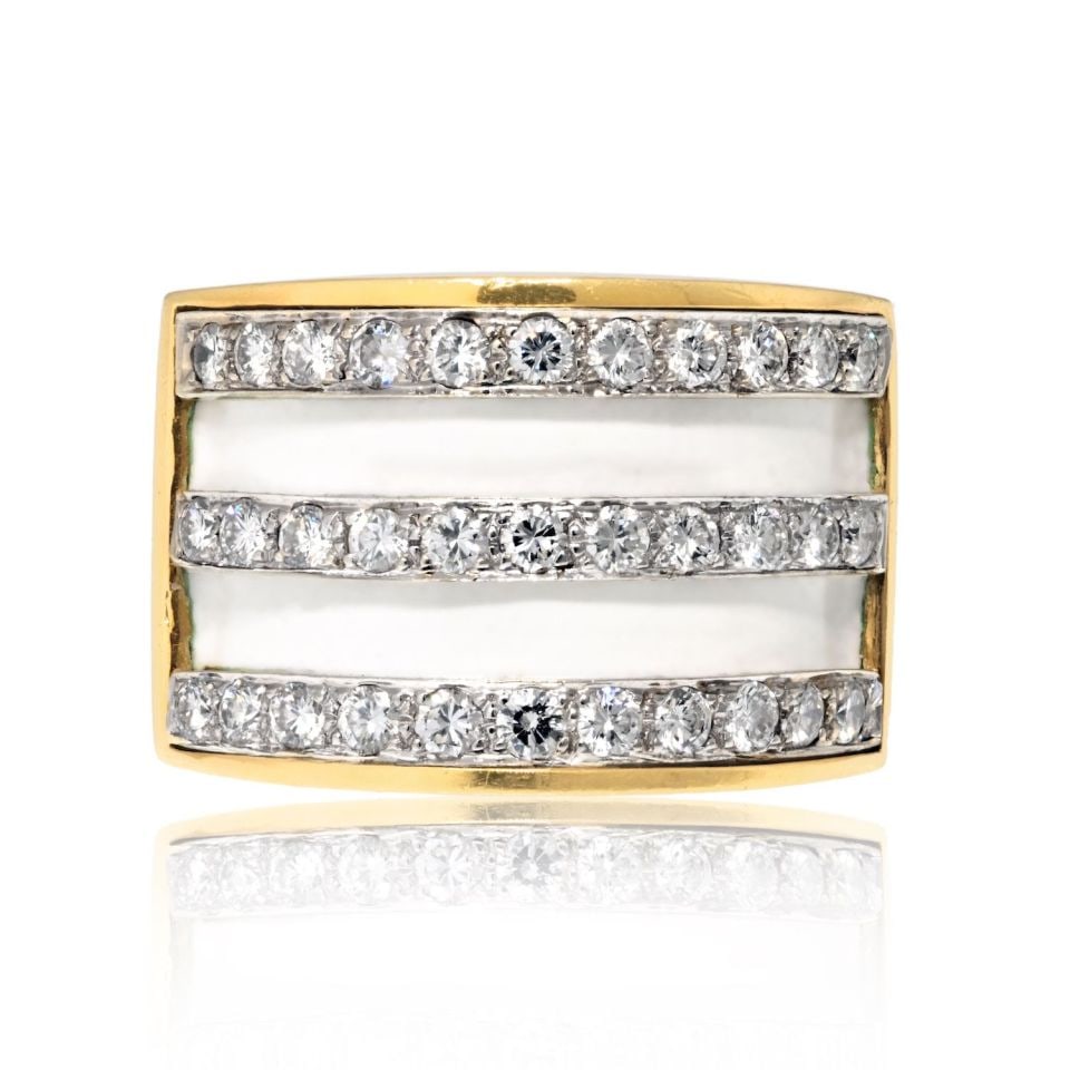 Webb Platinum 18K Yellow Gold Diamond Cocktail Ring 3 Cts (1 of 3)