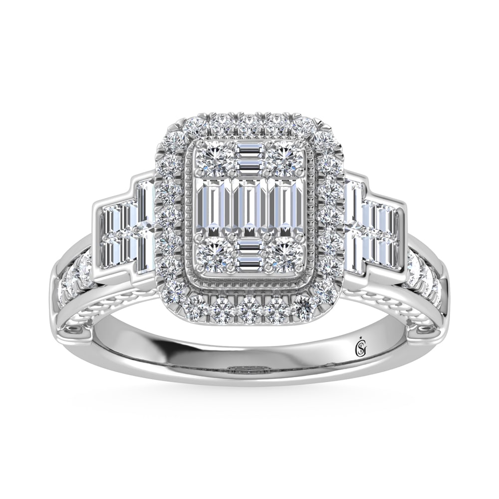 14K White Gold Diamond 1 Ct.Tw. Engagement Ring: 14K White Gold Diamond 1 Ct.Tw. Engagement Ring 14k White Gold Stone Color: G-h Stone Clarity: Si3 Each ring is presented in standard size 6.5. Complimentary resizing is available between sizes 510