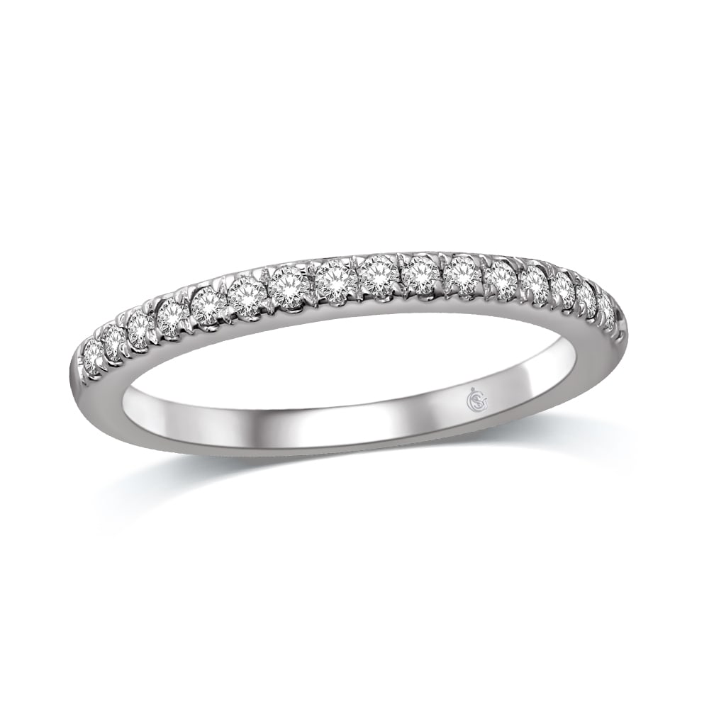 14K White Gold 1/4 Ct.Tw. Diamond Anniversary Band: 14K White Gold 1/4 Ct.Tw. Diamond Anniversary Band This Glamorous Ring Is Available In 14K White Gold. There Are 17 Round Diamonds With A Total Carat Weight Of 1/4 Ct.Tw. Set In A Micro Prong Setting.