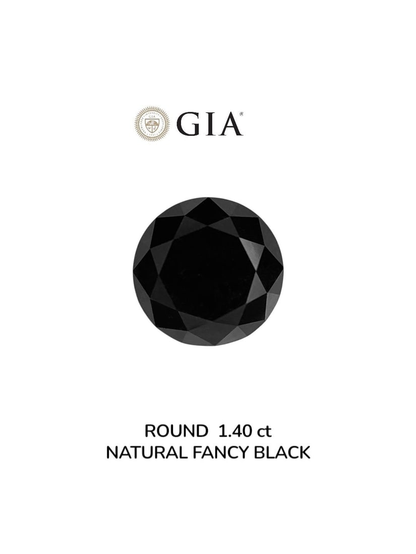 Loose Diamond - ROUND 1.4ct Fancy Black VVS2: Loose Diamond - ROUND 1.4ct Fancy Black VVS2 Source: Natural Shape: ROUND Carats: 1.4 Color: Fancy Black Certification: GIA Video: