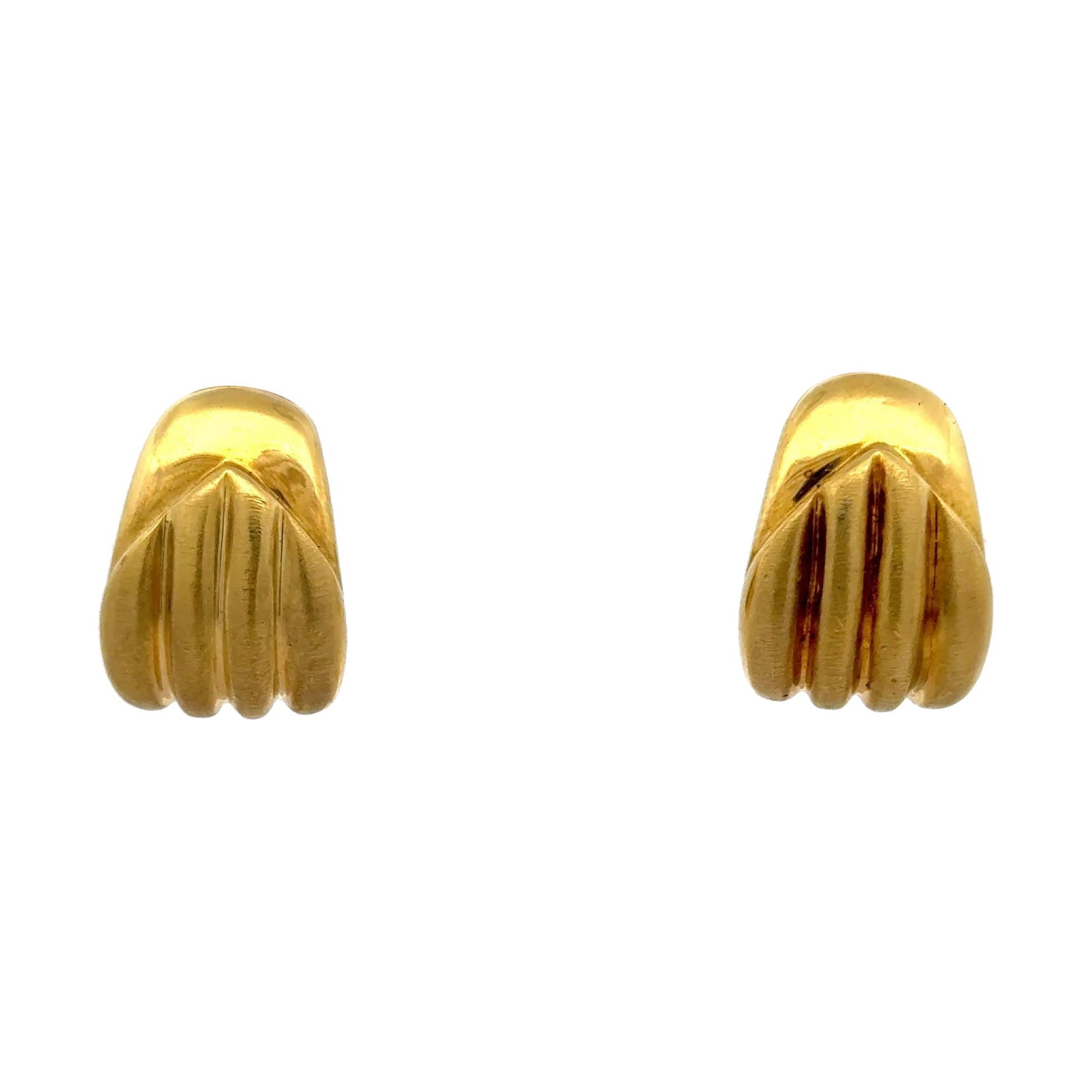Harbor Diamonds 18K Yellow Gold Textured Groove Hoop Drop Earrings 0.75 inches (1 of 8)