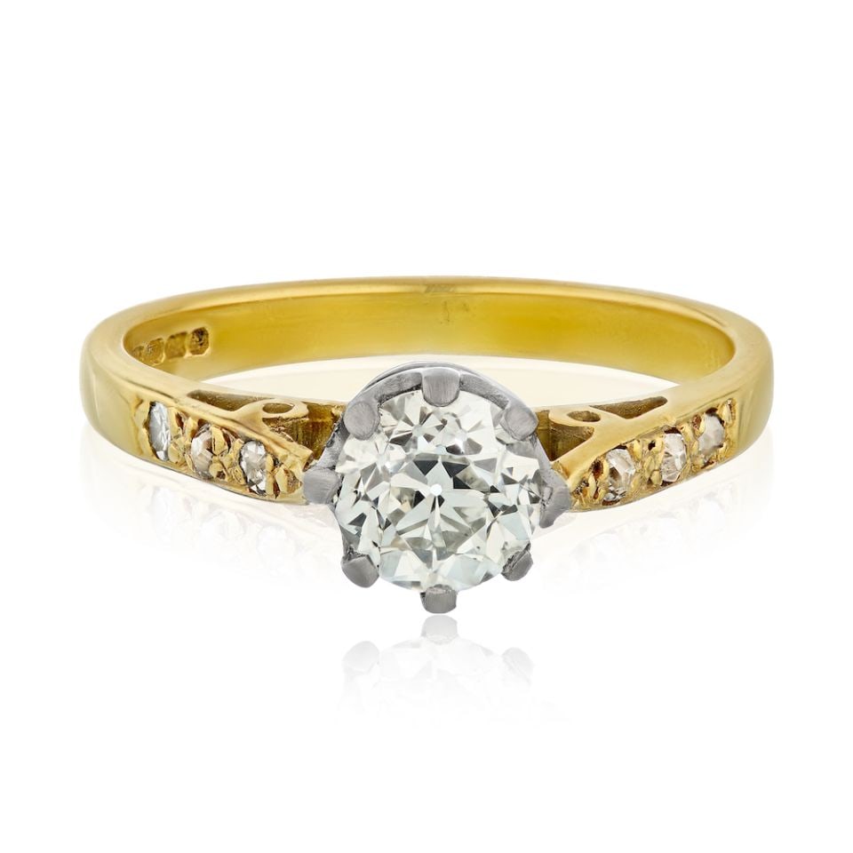 Vintage 0.72ct Old European Cut Diamond Ring EGLUS 18K Gold (1 of 1)