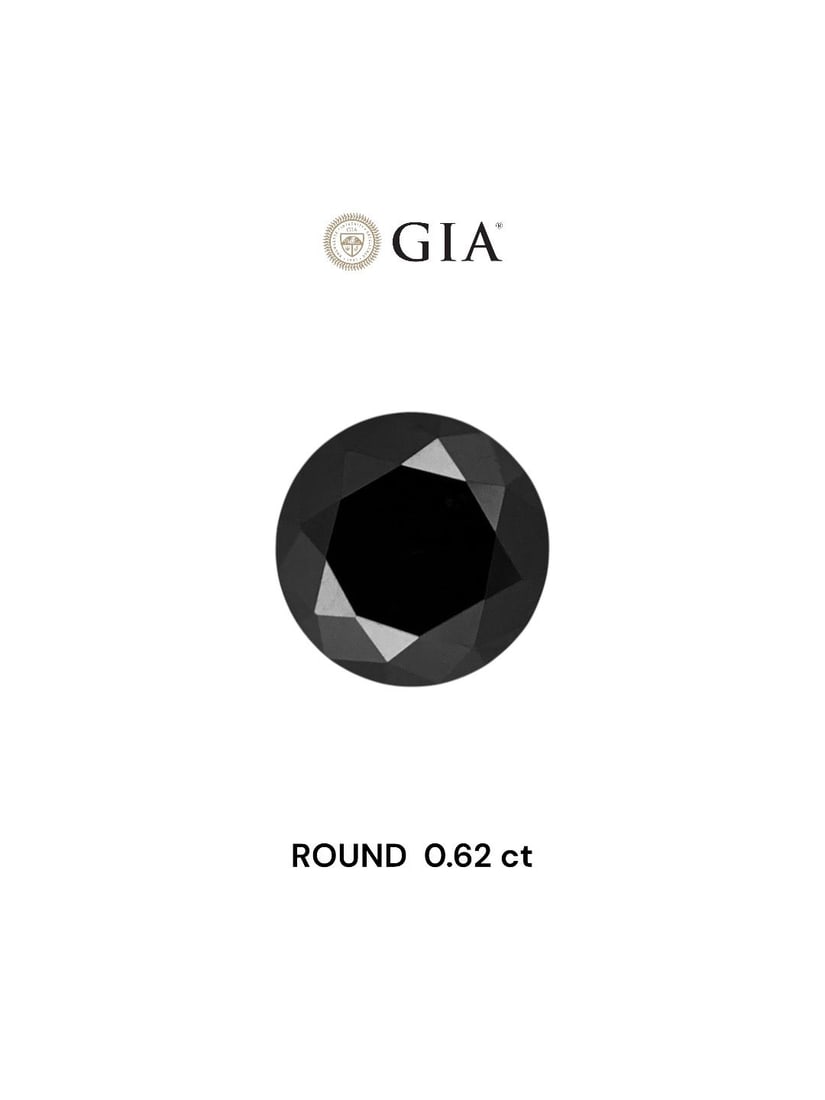 Loose Diamond - ROUND 0.62ct Fancy Black VVS2: Loose Diamond - ROUND 0.62ct Fancy Black VVS2 Source: Natural Shape: ROUND Carats: 0.62 Color: Fancy Black Certification: GIA The Diamond Depot Guarantee: All items in this auction are guaranteed to b