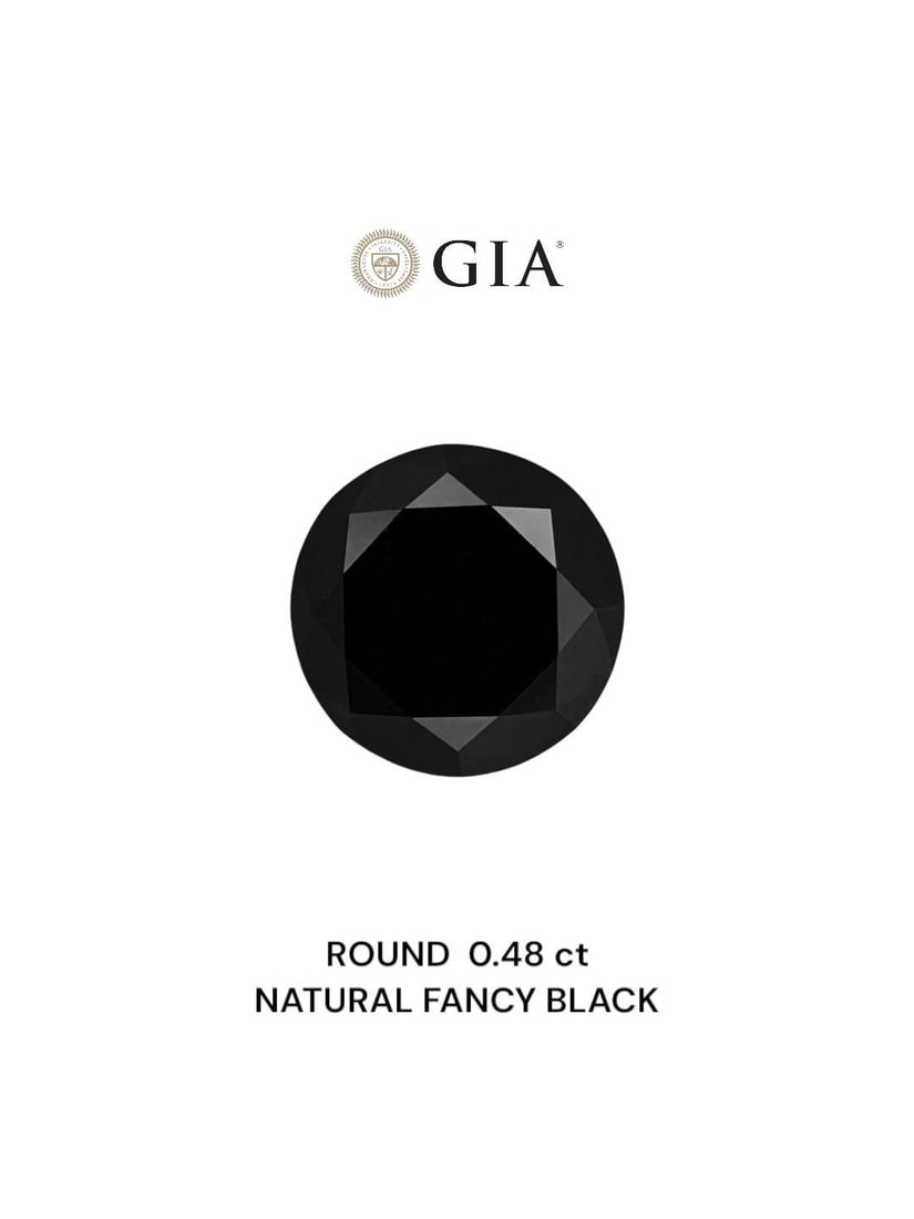 Loose Diamond - ROUND 0.48ct Fancy Black VVS2: Loose Diamond - ROUND 0.48ct Fancy Black VVS2 Source: Natural Shape: ROUND Carats: 0.48 Color: Fancy Black Certification: GIA Video: