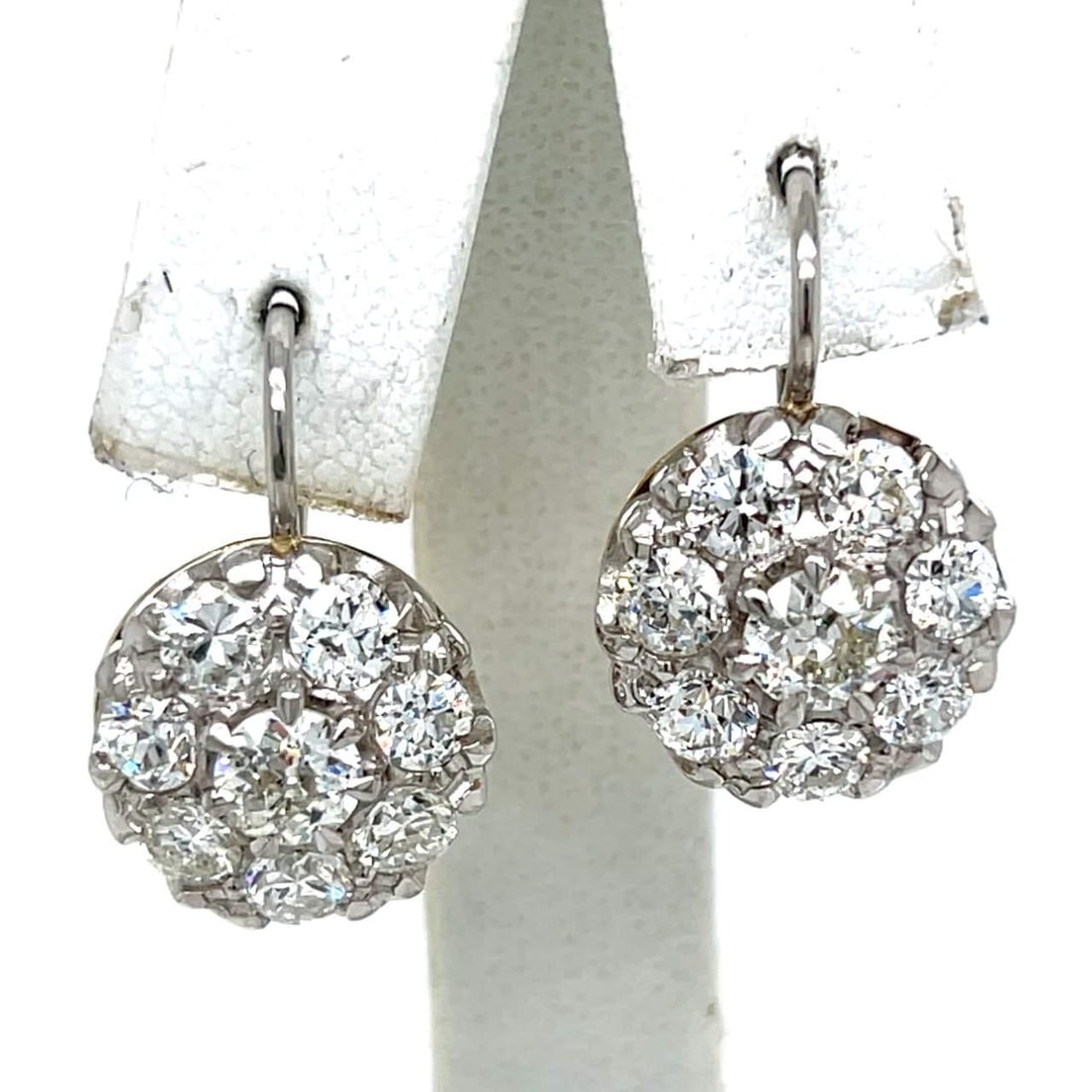 Platinum 18K Yellow Gold 3.80 Ct Diamond Earrings Elegant Design (1 of 3)