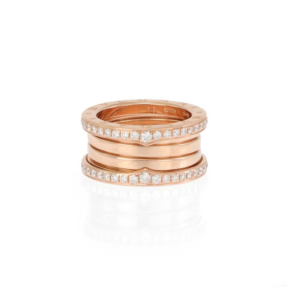 Bvlgari B.zero1 Wide Ring 1.5ct Diamonds 18k Rose Gold 12mm Band Size 53 (1 of 5)