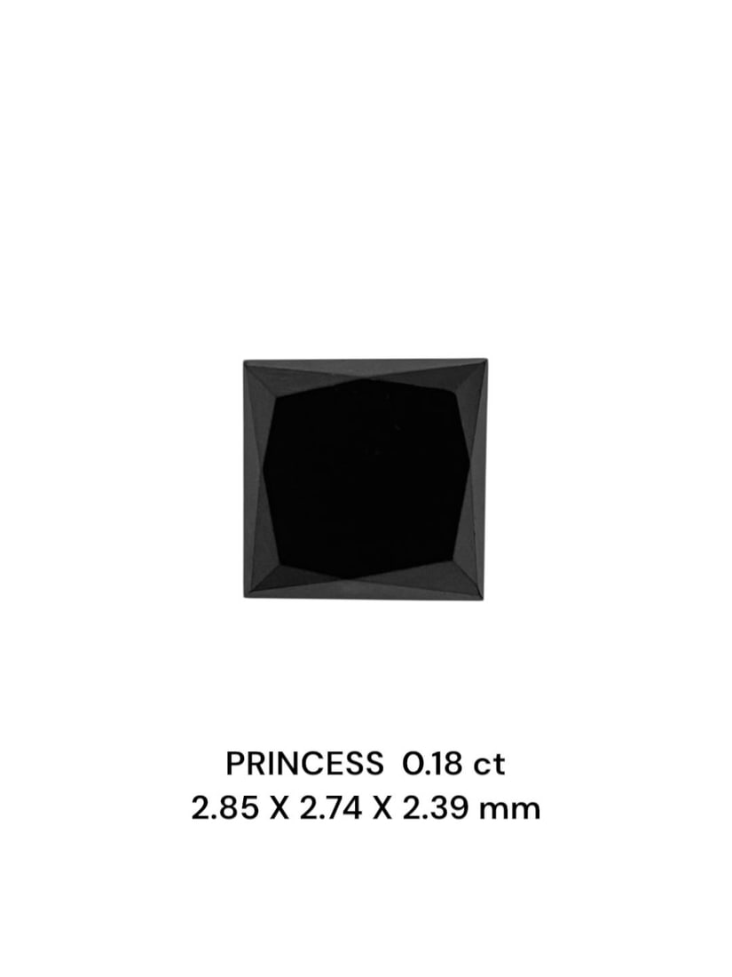 Loose Diamond - PRINCESS 0.18ct Fancy Black VVS2: Loose Diamond - PRINCESS 0.18ct Fancy Black VVS2 Source: Natural Shape: PRINCESS Carats: 0.18 Color: Fancy Black Certification: NONE The Diamond Depot Guarantee: All items in this auction are guarante