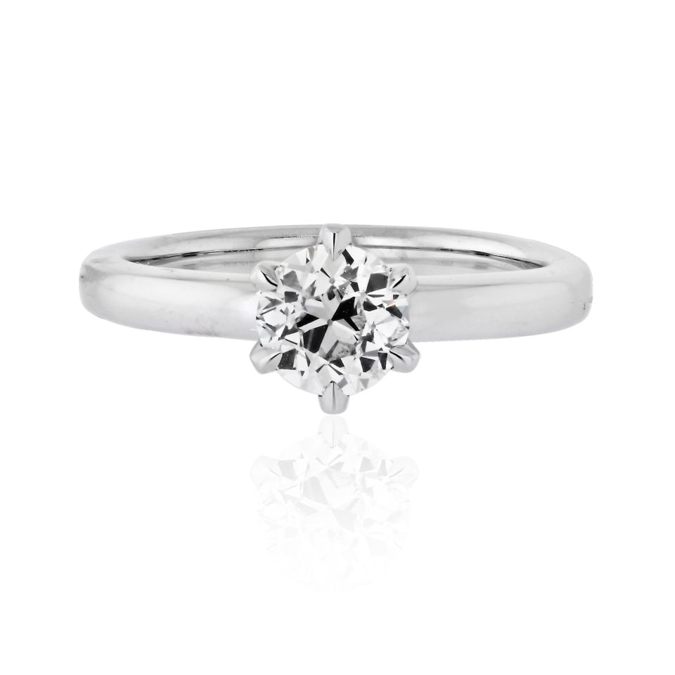 1.02 Carat G/VS2 GIA Certified Old European Cut Diamond Ring in 14K White Gold: 1.02 Carat G/VS2 GIA Certified Old European Cut Diamond Ring in 14K White Gold This exquisite vintage engagement ring features a stunning 1.02 carat Old European cut diamond, certified by GIA with a G
