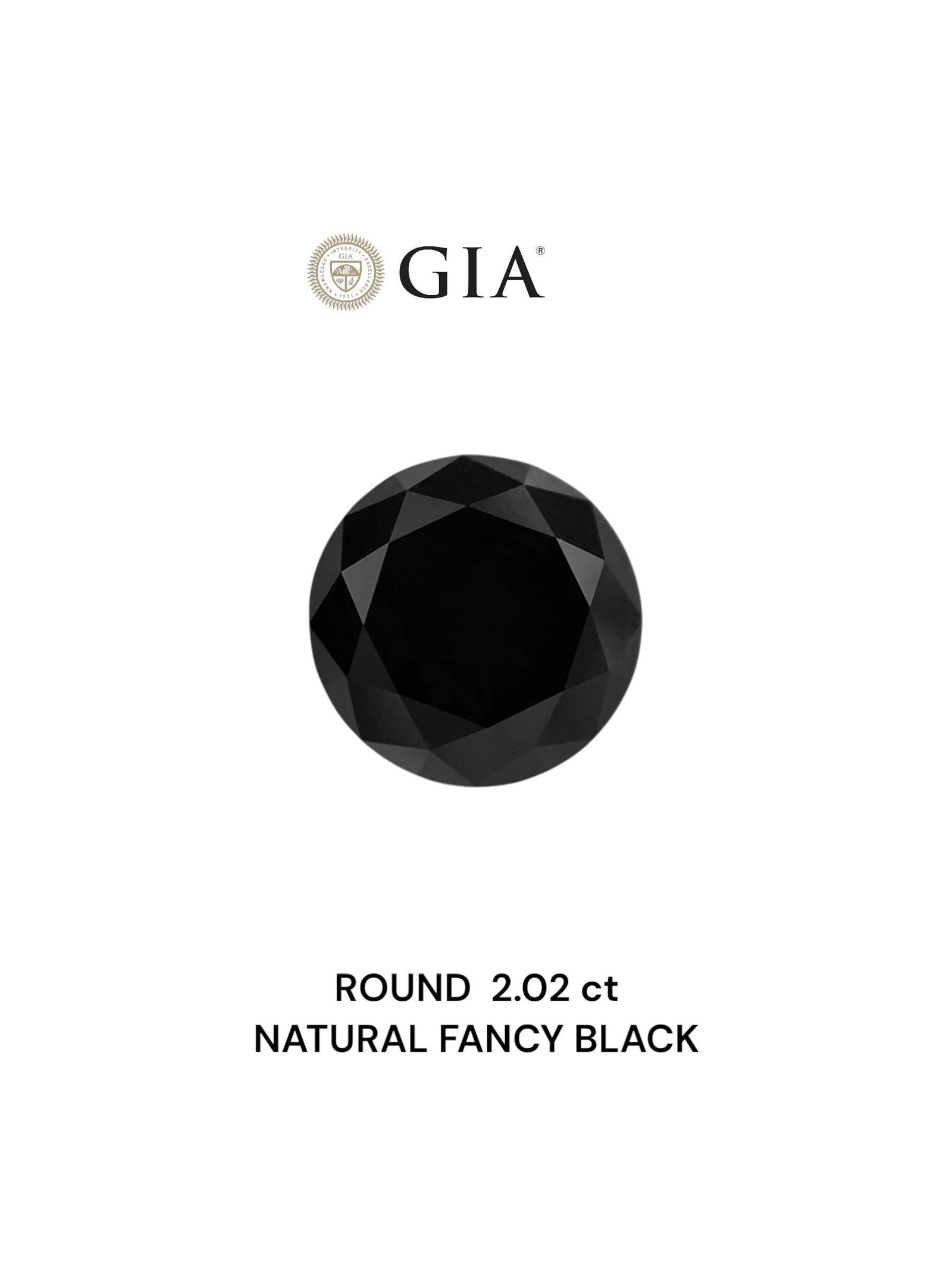 Loose Diamond - ROUND 2.02ct Fancy Black VVS2: Loose Diamond - ROUND 2.02ct Fancy Black VVS2 Source: Natural Shape: ROUND Carats: 2.02 Color: Fancy Black Certification: GIA Video:
