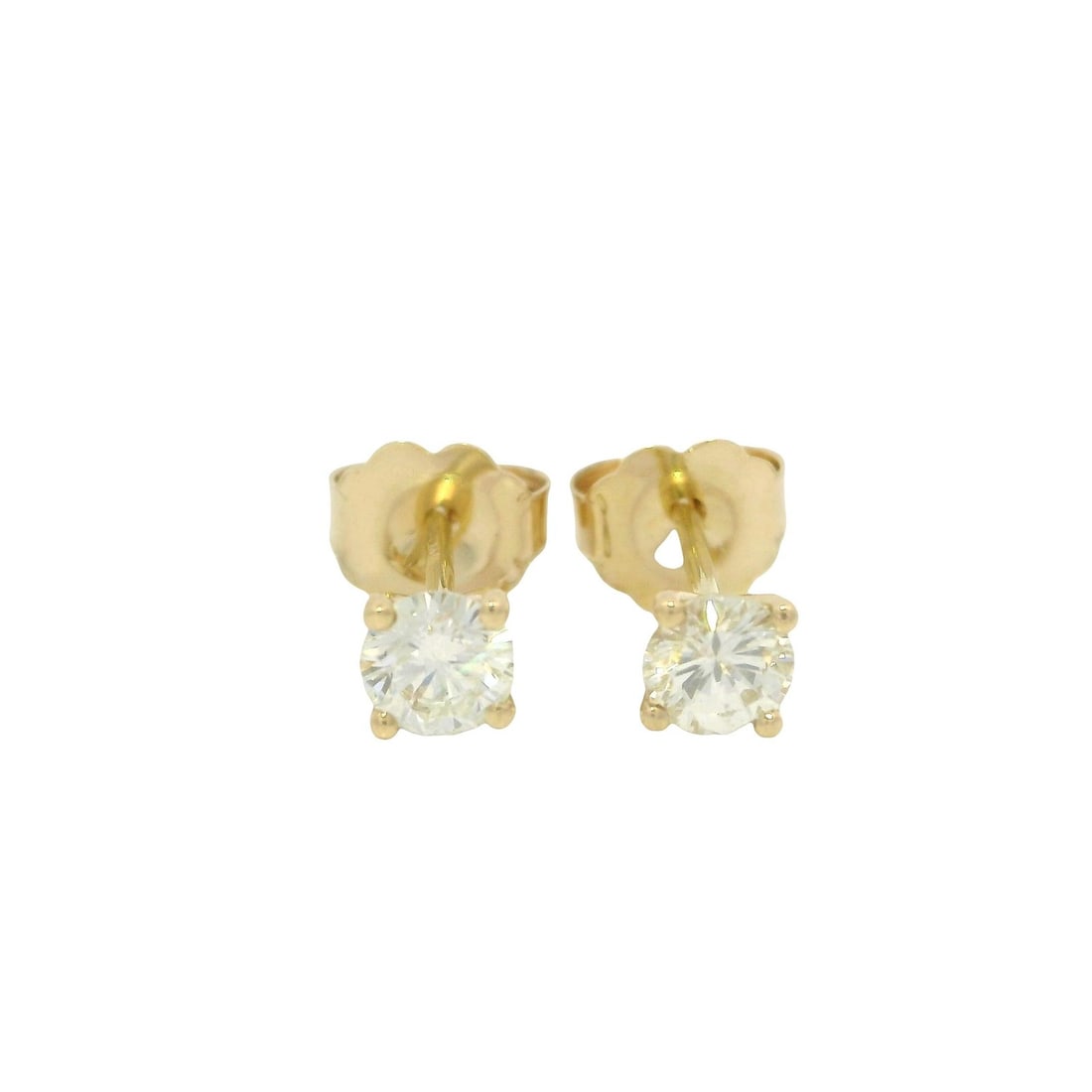 Custom 14k Yellow Gold 0.42ctw Round Diamond Martini Stud Earrings: Custom 14k Yellow Gold 0.42ctw Round Diamond Martini Stud Earrings These exquisite stud earrings feature two natural genuine diamonds, each cut in a brilliant round shape and securely set in a classic