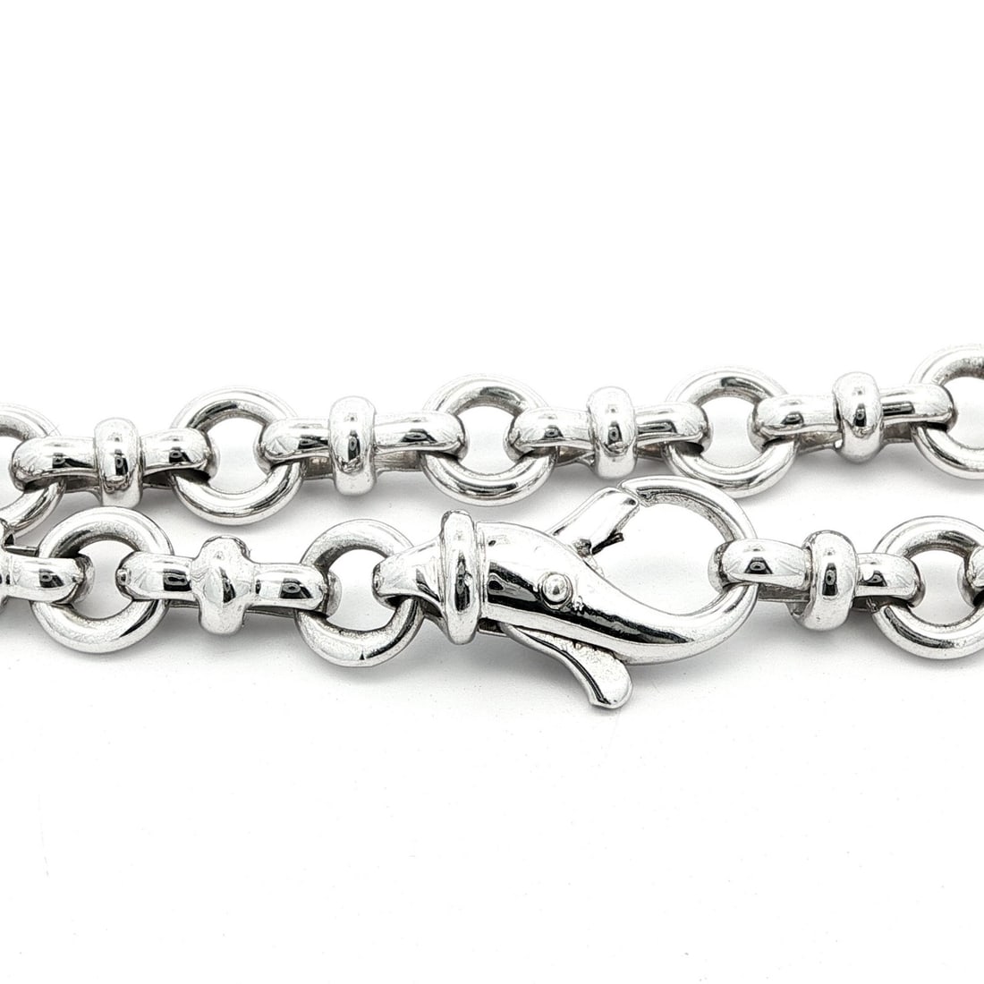 6.4mm Open Circle Link Solid 14k White Gold Stackable Bracelet 6.5 Inch - 7