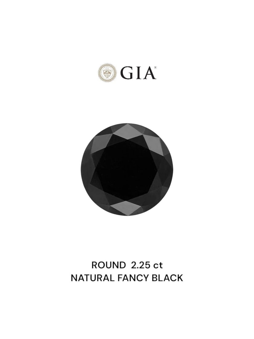 Loose Diamond - ROUND 2.25ct Fancy Black VVS2: Loose Diamond - ROUND 2.25ct Fancy Black VVS2 Source: Natural Shape: ROUND Carats: 2.25 Color: Fancy Black Certification: GIA Video: Video Link The Diamond Depot Guarantee: All items in this auction