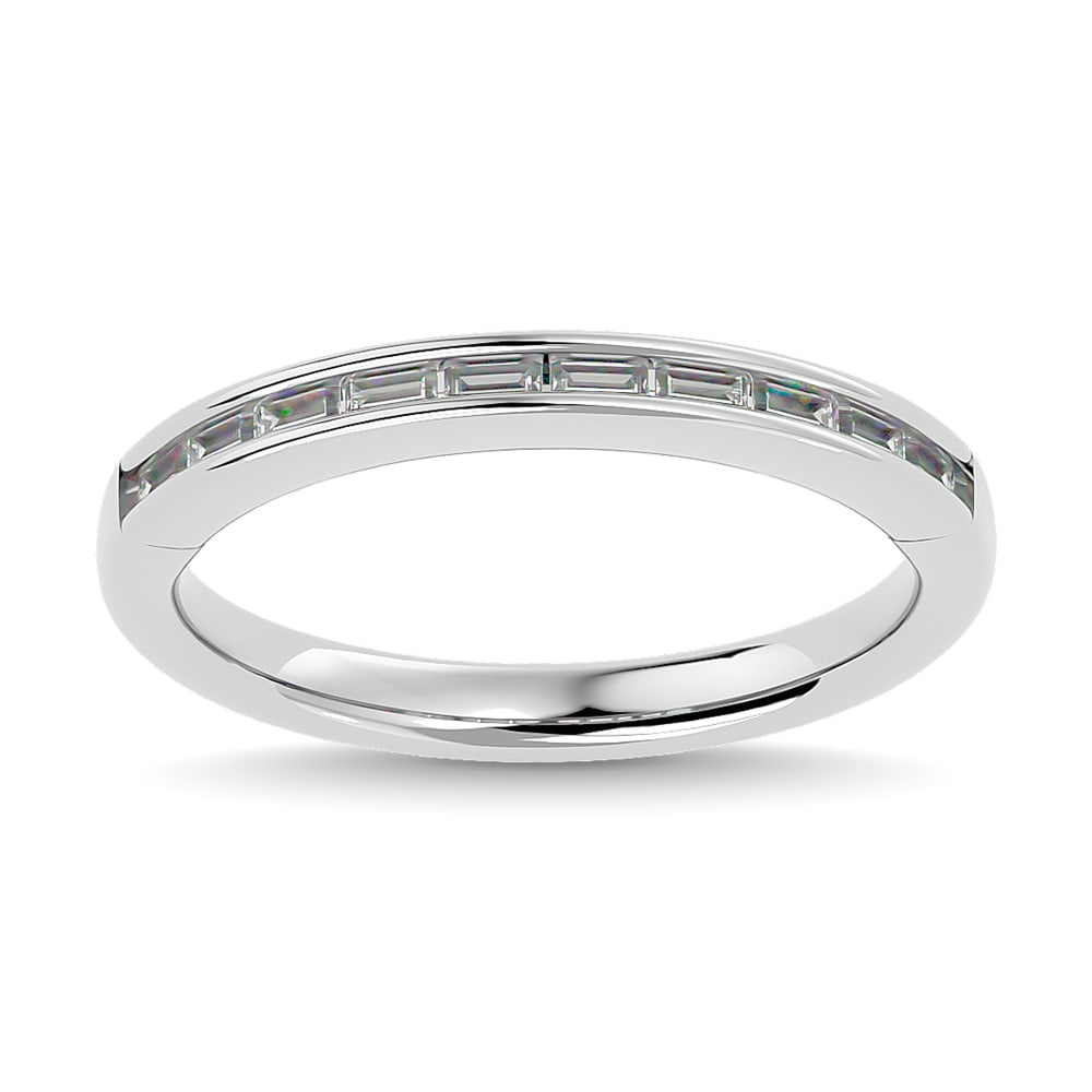 Diamond 1/2 Ct.tw Channel Set Straight Baguette Ladies Band in 14K White Gold: Diamond 1/2 Ct.tw Channel Set Straight Baguette Ladies Band in 14K White Gold 14k White Gold Stone Color: G-h Stone Clarity: I1 Each ring is presented in standard size 6.5. Complimentary resizing is a