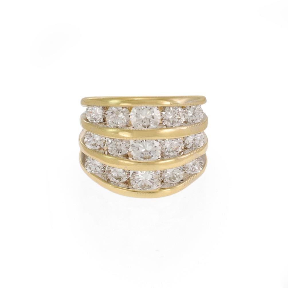Jose Hess 18k Yellow Gold Diamond Wide Band Ring 2.3ct: Jose Hess 18k Yellow Gold Diamond Wide Band Ring 2.3ct Experience the elegance of this stunning diamond ring designed by Jose Hess. Crafted from luxurious 18k yellow gold with a polished finish, this 